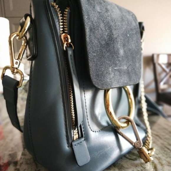 Backpack blue leather, faye style. - Picture 2 of 3